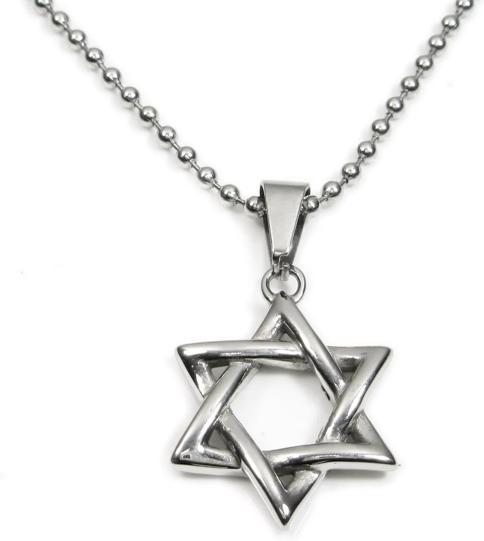Stainless Steel Jewish Star of David Pendant Necklace Silver Gold Tone