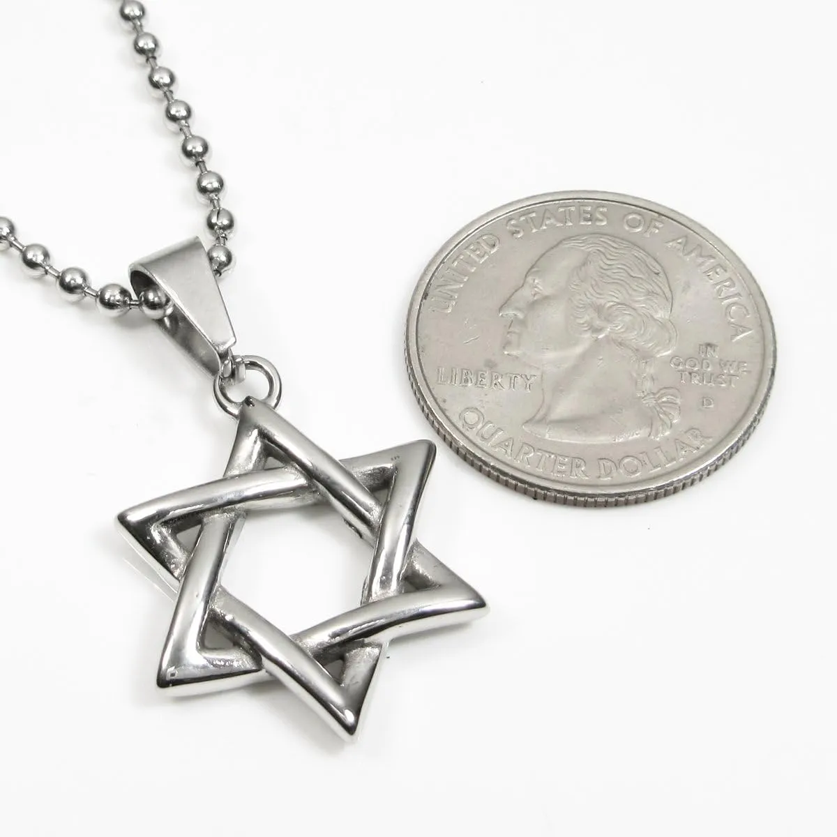 Stainless Steel Jewish Star of David Pendant Necklace Silver Gold Tone