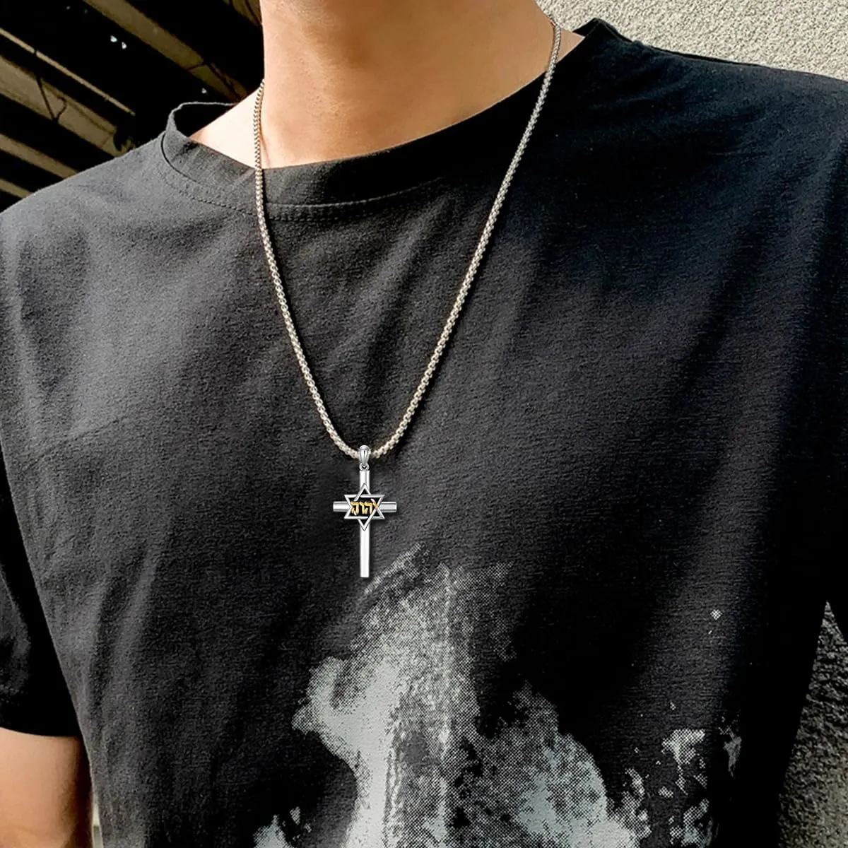 Star of David Necklace 925 Sterling Silver Jewish Star Pendant for Men Women