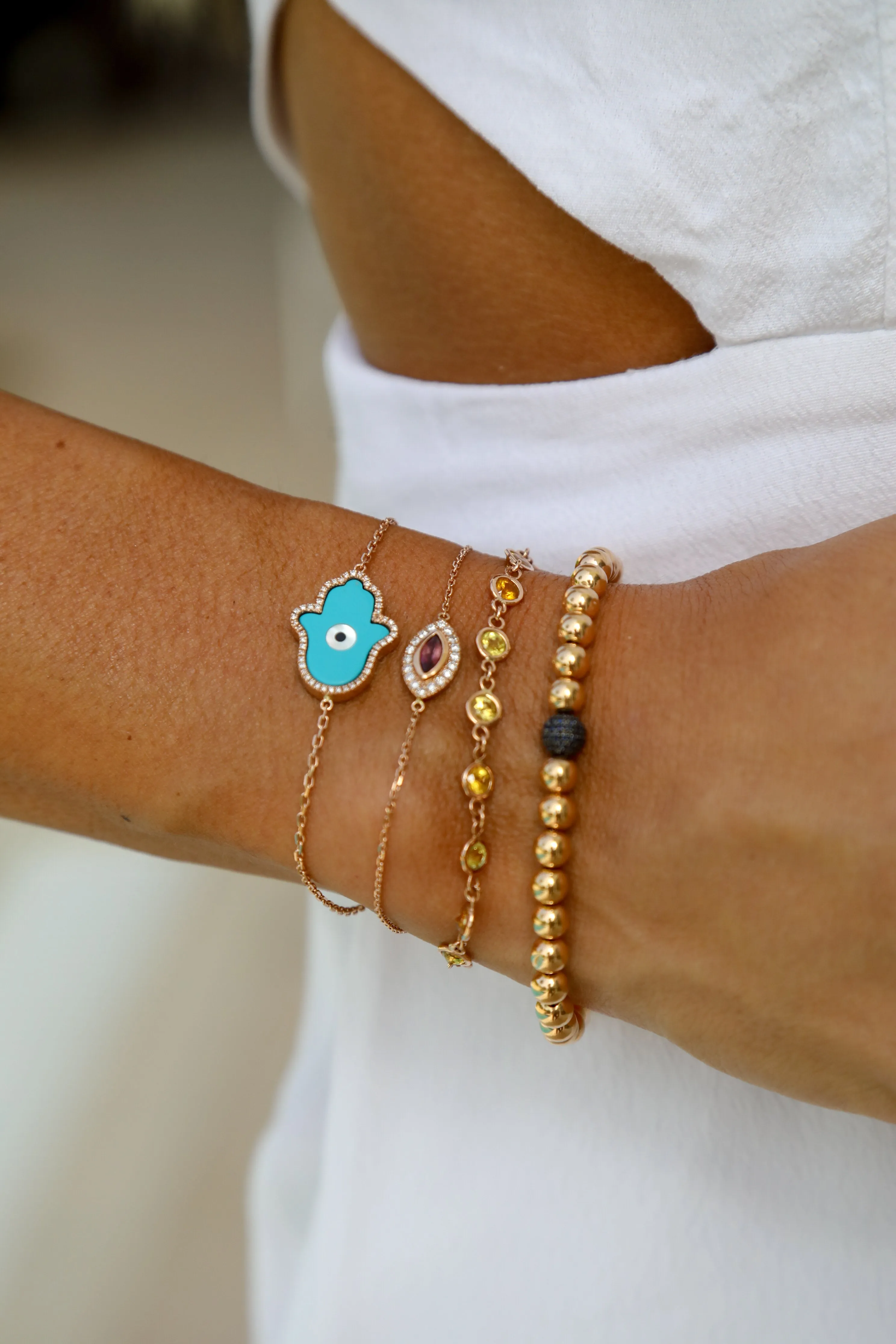Tourmaline Evil Eye Bracelet