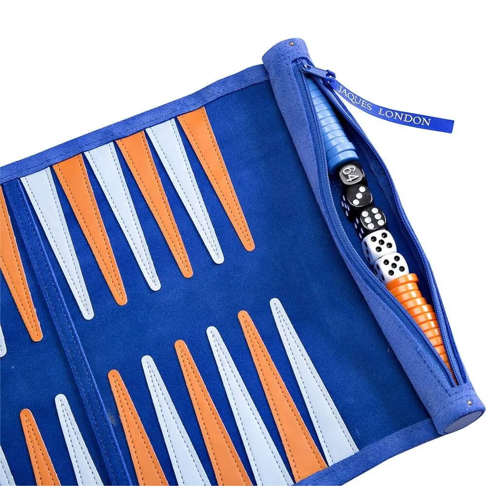 Travel Backgammon Set - Royal Racing Blue Roll up Design