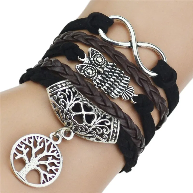Tree of Life Owl Infinity Lucky Friendship Rope Buddha Bracelet