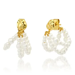 Triple Strand Front To Back Pearl Earrings