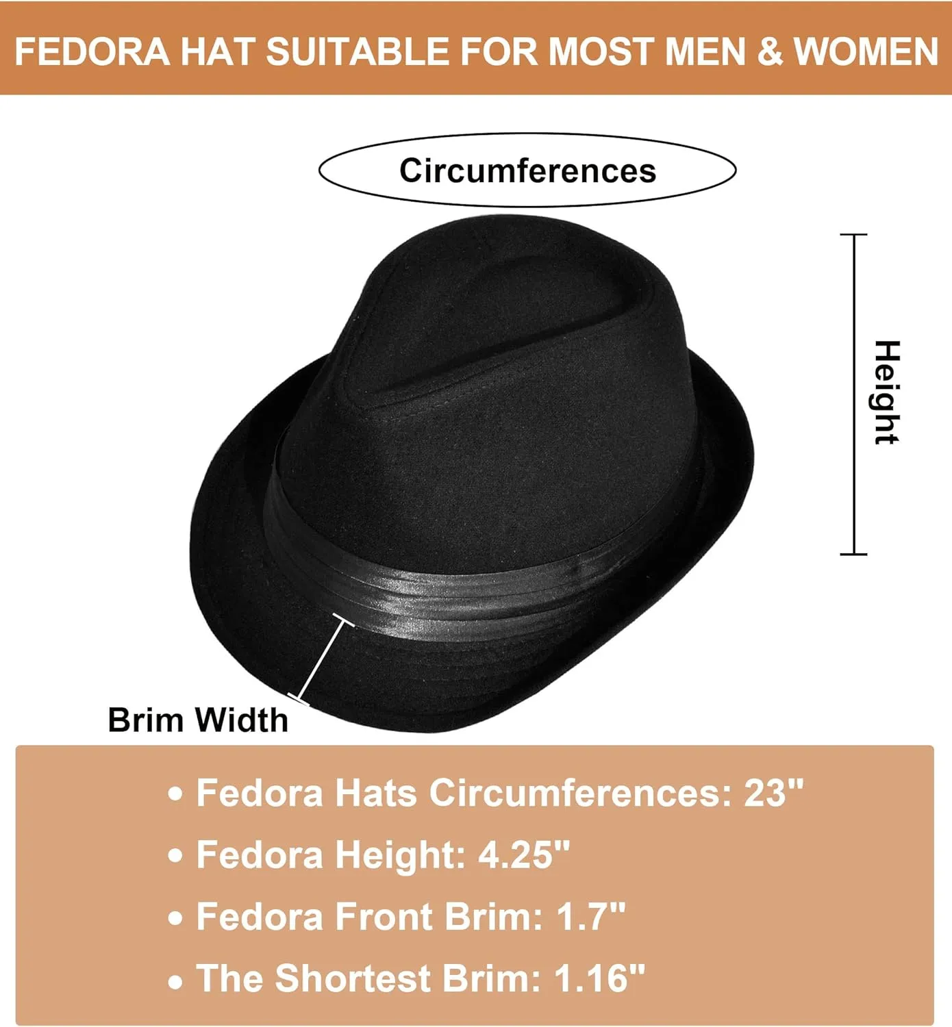 Unisex Classic Breathable Manhattan Fedora Hat