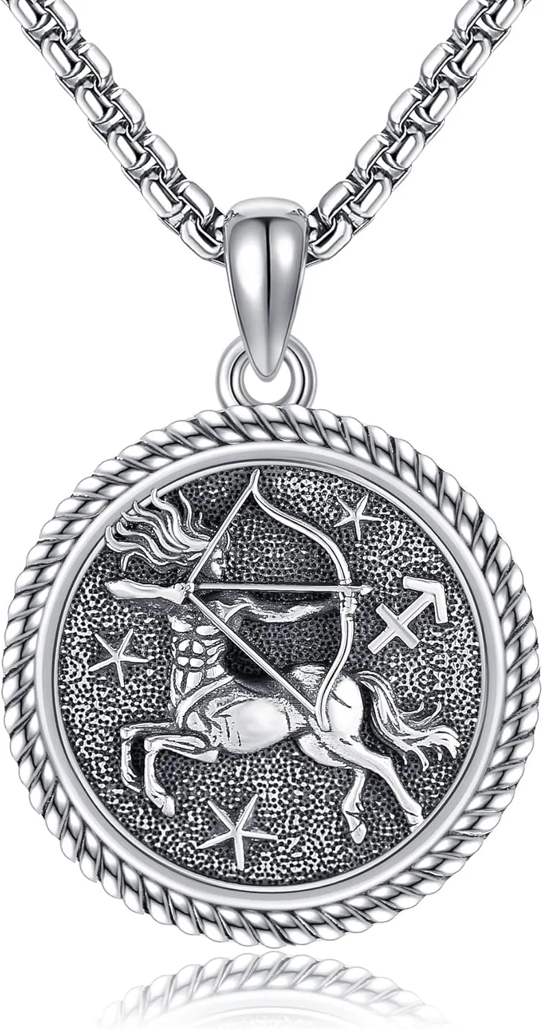 URONE Zodiac Necklace 925 Sterling Silver Constellation Pendant And Chain Astrology Necklace Jewelry Birthday Gifts for Women Men