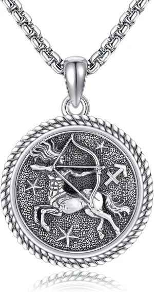 URONE Zodiac Necklace 925 Sterling Silver Constellation Pendant And Chain Astrology Necklace Jewelry Birthday Gifts for Women Men