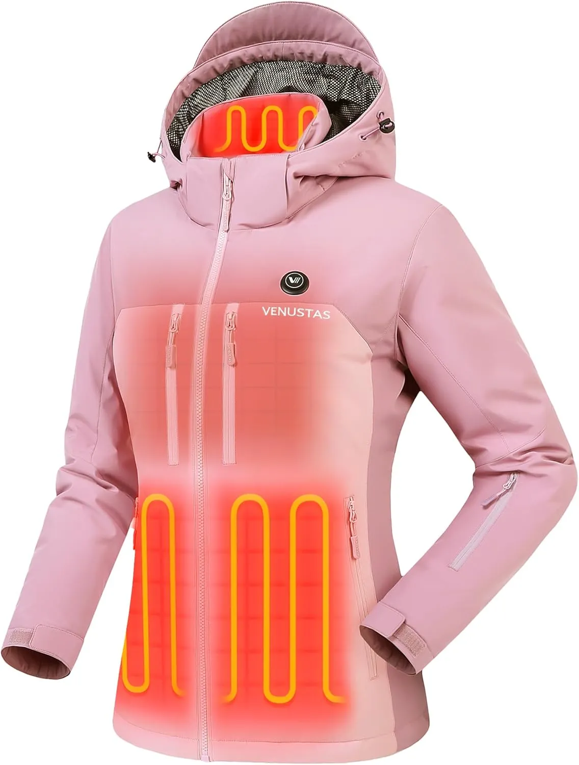 Venustas Lightweight Women's Heated Jacket with 12V Battery, Versatile Softshell Coat, Heated Clothing for Hiking Skiing