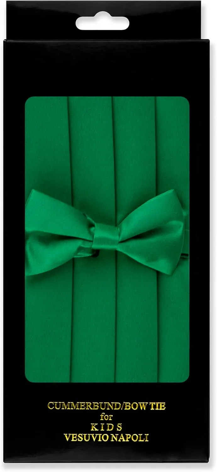 Vesuvio Napoli Boy's Cummerbund & Bow Tie Set Solid Color Boys Cumberbund BowTie