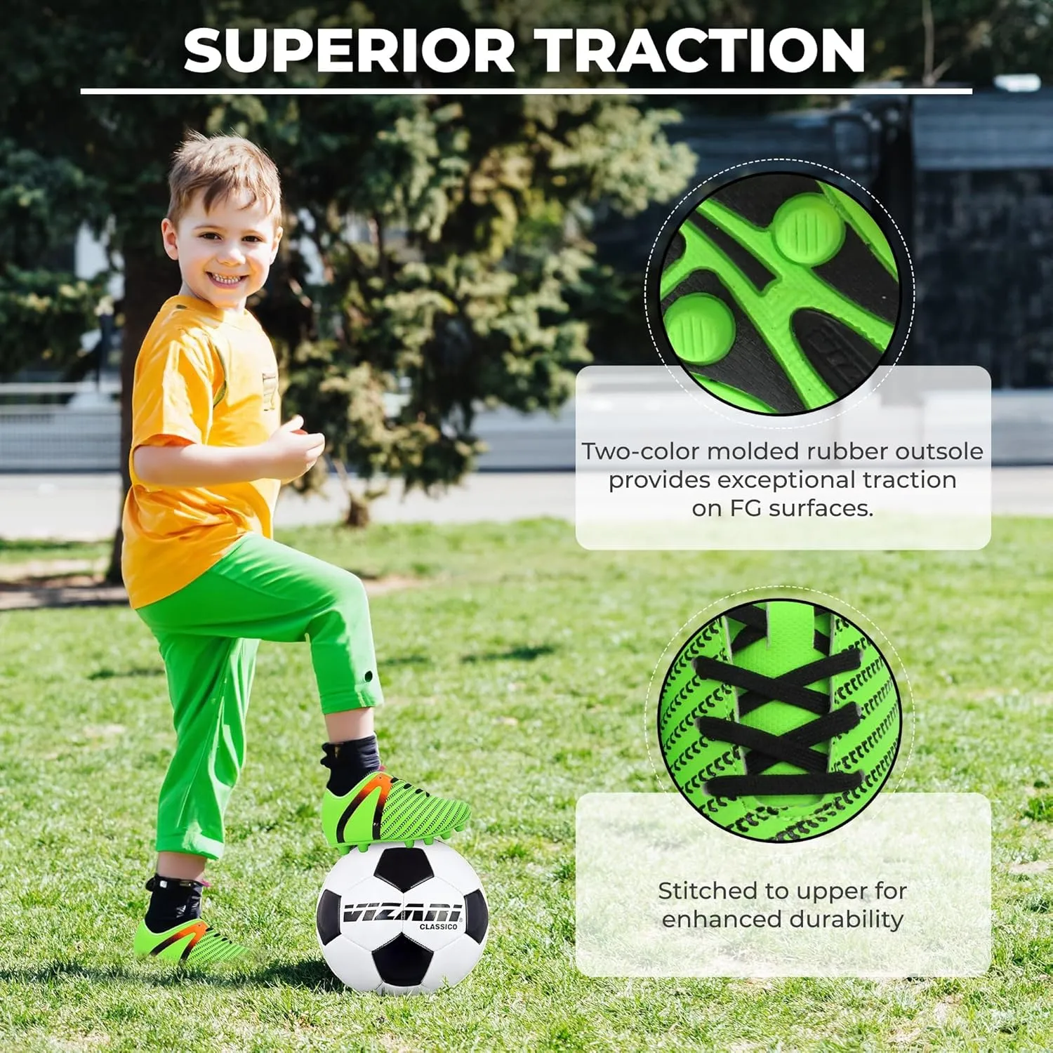 Vizari USA Impact Soccer Cleats for Kids  Youth Firm Ground Football Shoes | Breathable Design for Toddler, Little Kid & Big Kid Players