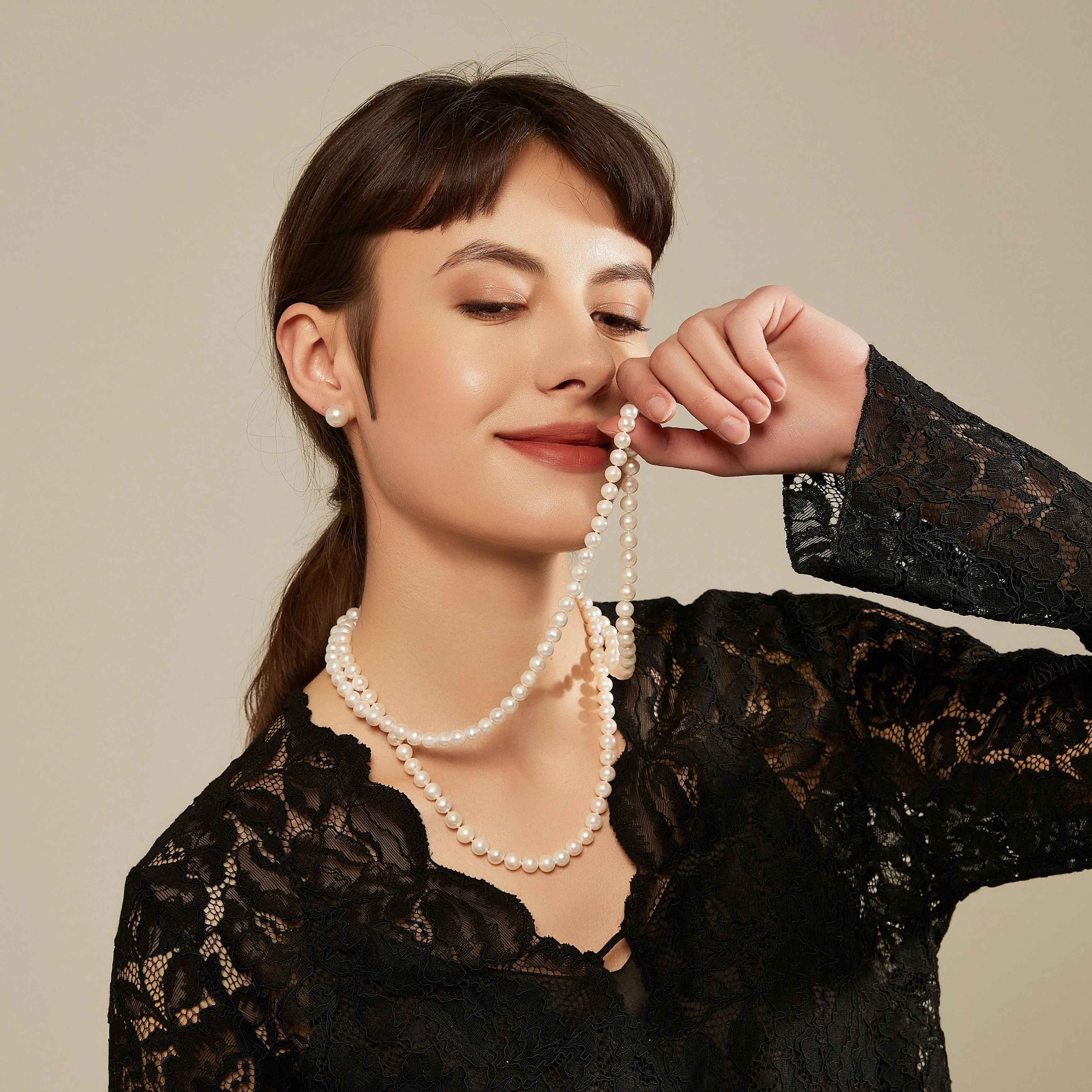 White 48" Length Freshwater Pearl Necklace