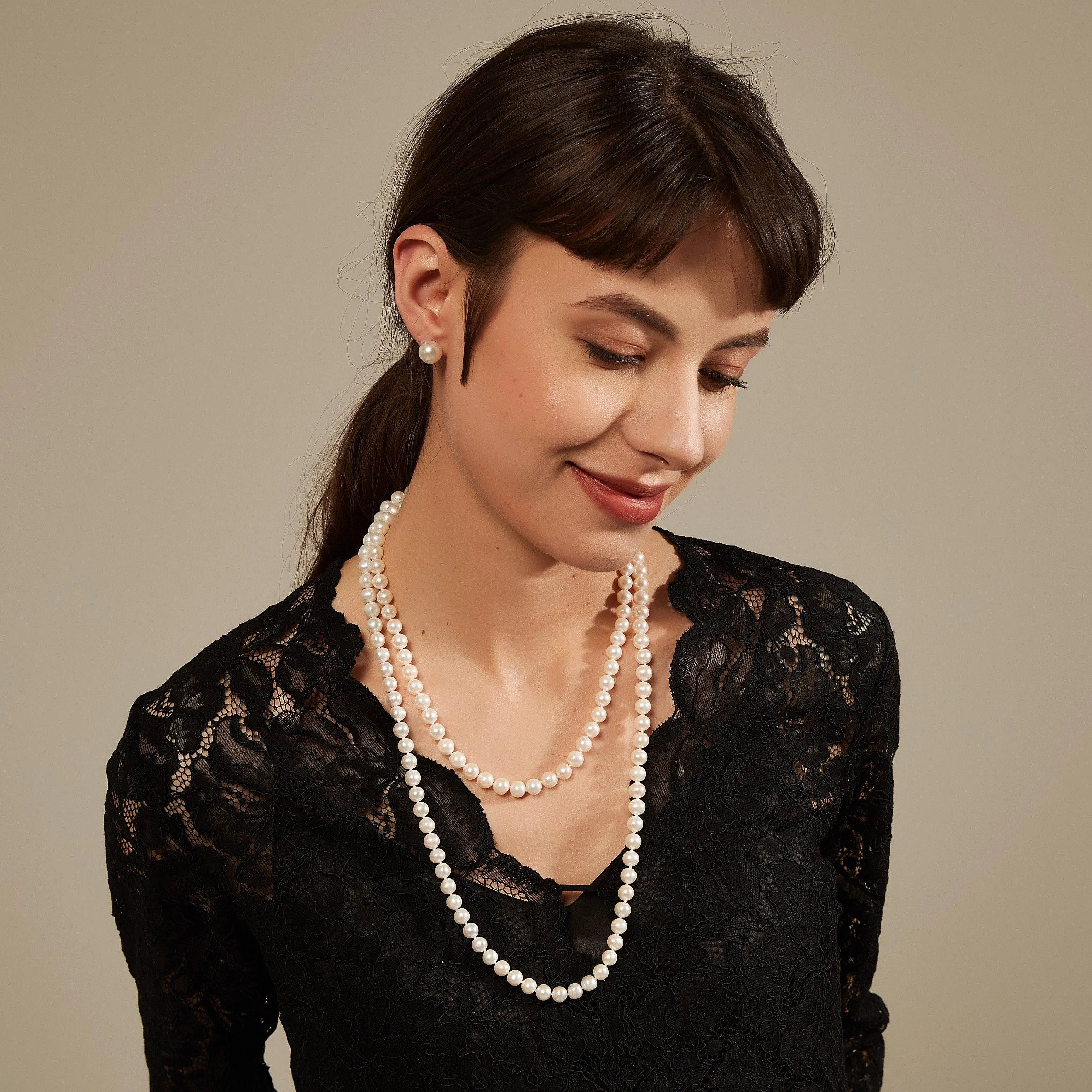 White 48" Length Freshwater Pearl Necklace