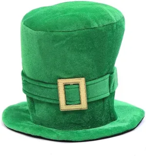Wittocs St. Patrick's Green Velvet Top Hat with Shamrock, Party Favor, and Tree Topper Accessory