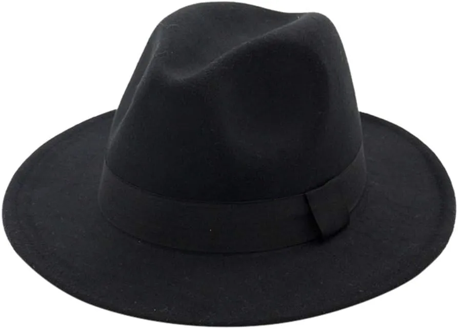 Women Lady Classic Fedora Hat with Belt Buckle Unisex Wide Brim Panama Dress Hat for Men & Women