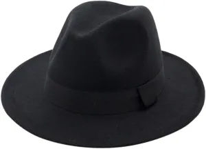 Women Lady Classic Fedora Hat with Belt Buckle Unisex Wide Brim Panama Dress Hat for Men & Women