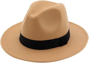 Women Lady Classic Pinch Front Fedora Hat with Belt Buckle Outdoor Wide Brim Floppy Panama Hat for Men Women