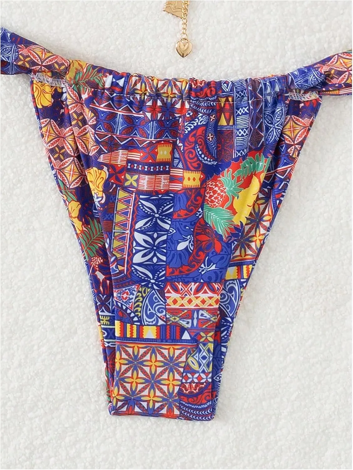 Women's 2 Piece Floral Tropical Print Bikini Set Boho Triangle Bathing Suit Tie Backless Swimsuit Sets