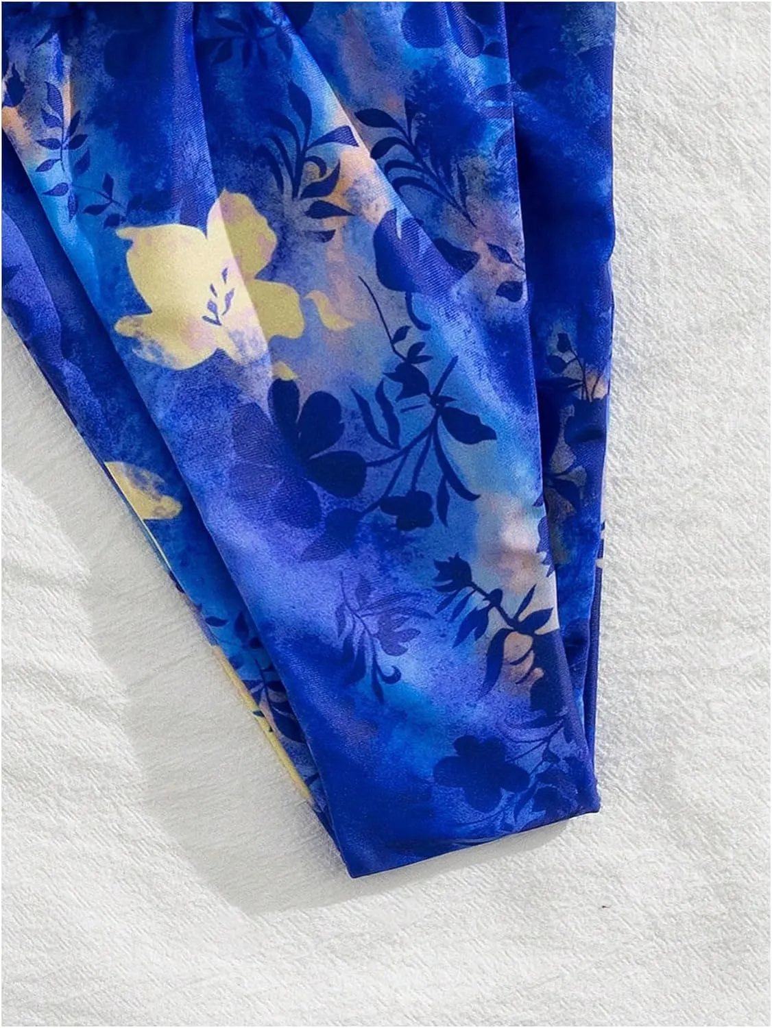 Women's 2 Piece Floral Tropical Print Bikini Set Boho Triangle Bathing Suit Tie Backless Swimsuit Sets