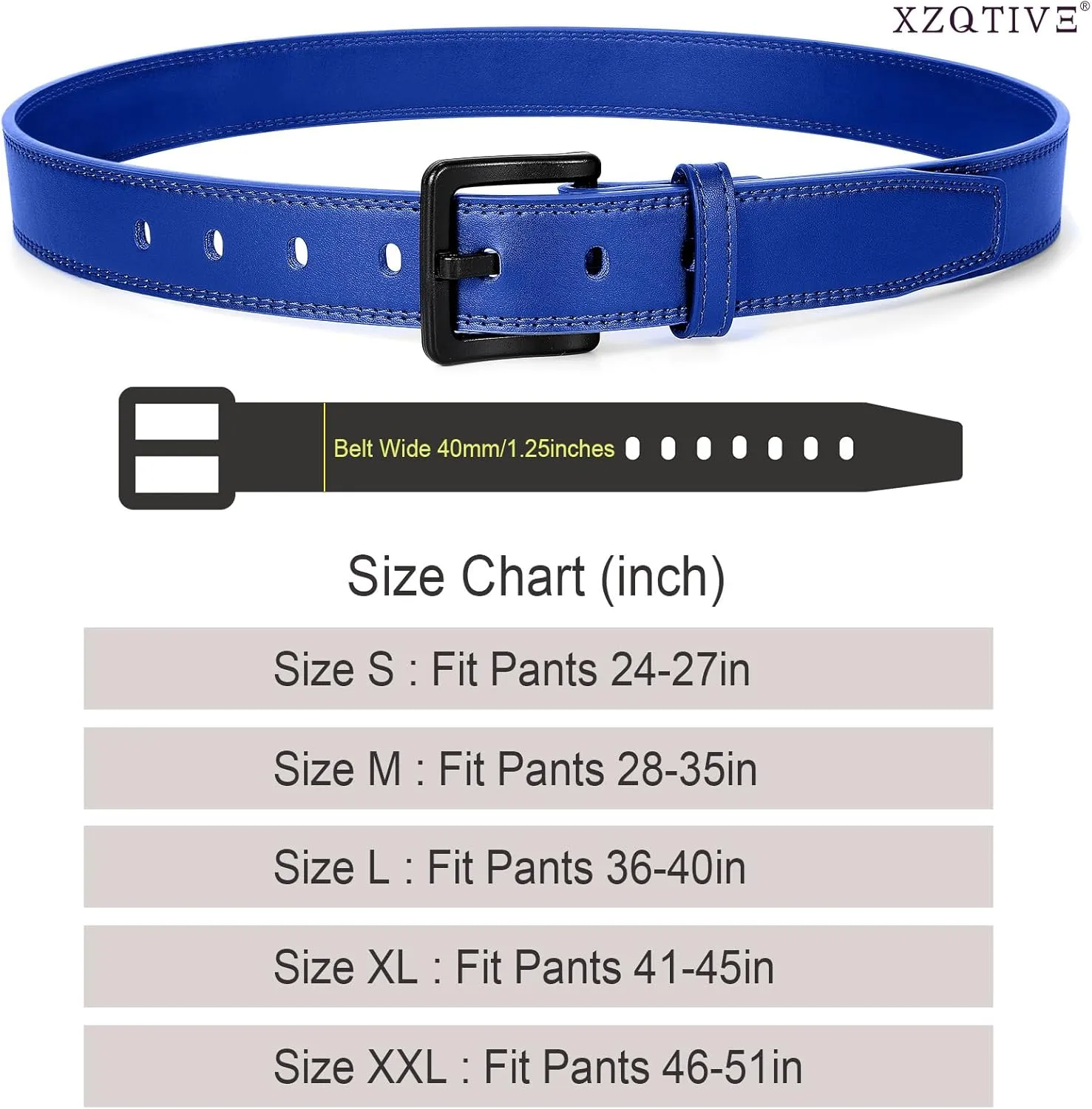 XZQTIVE Mens Metal Free Belt Hypoallergenic Leather Belts For Jeans Dress Nickle Free TSA Belt With Black Buckle