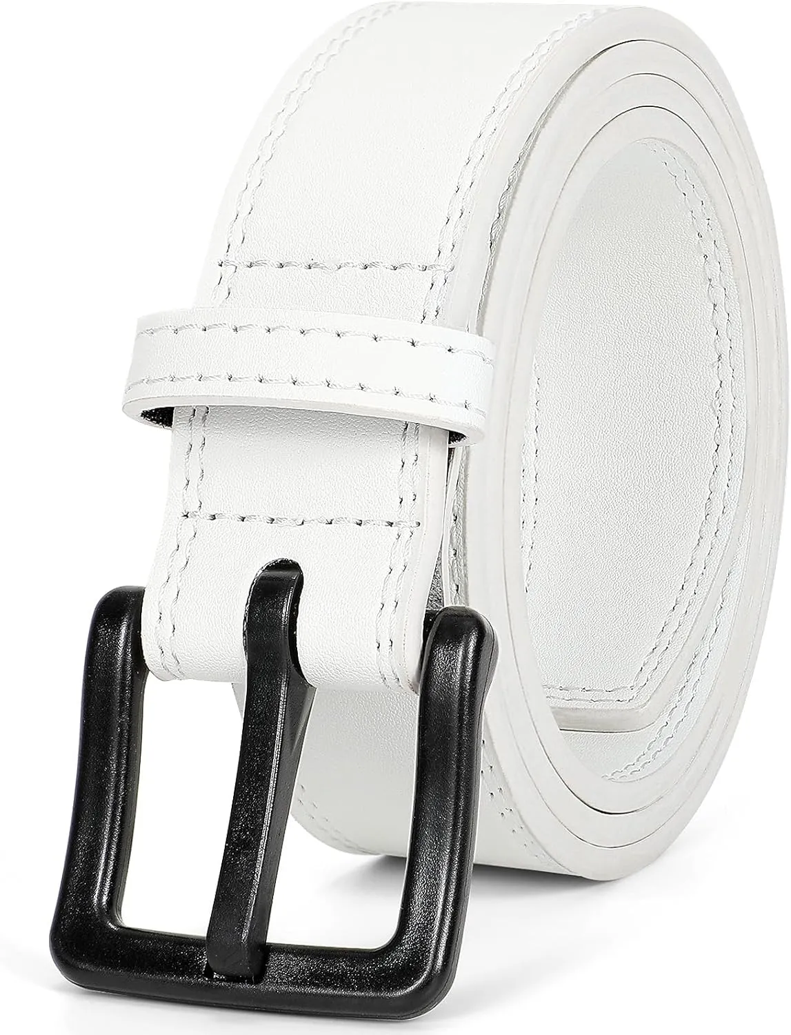 XZQTIVE Mens Metal Free Belt Hypoallergenic Leather Belts For Jeans Dress Nickle Free TSA Belt With Black Buckle