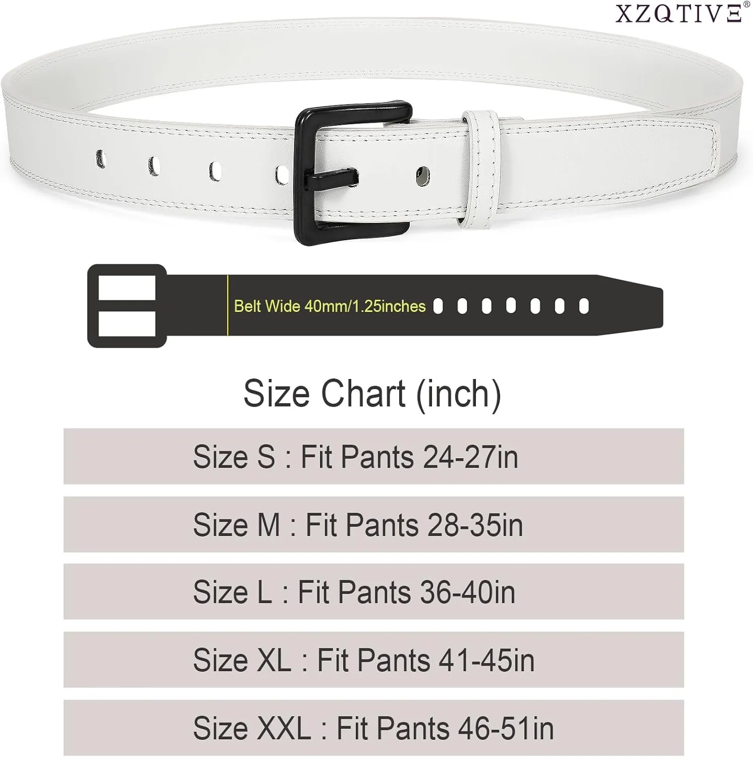XZQTIVE Mens Metal Free Belt Hypoallergenic Leather Belts For Jeans Dress Nickle Free TSA Belt With Black Buckle